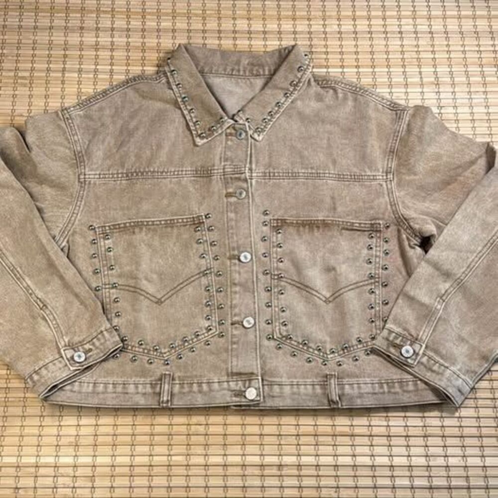 Studded Tan Denim Jacket